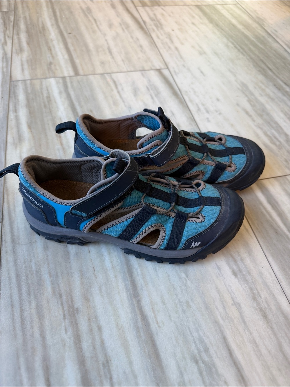 Quechua Teal and Gray Kids Outdoor Sandals